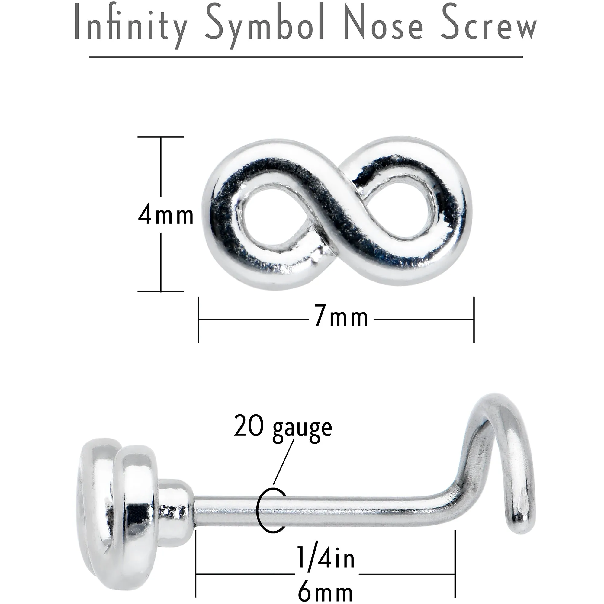 20 Gauge Gleaming Infinity Symbol Nose Screw