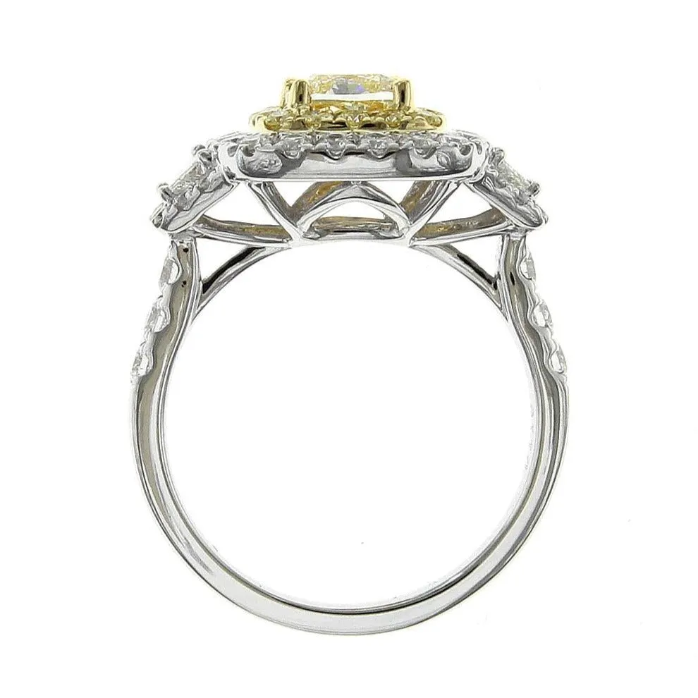 2.41ct tw Ladies Fancy Yellow Center Trapezoid Side Diamond Ring