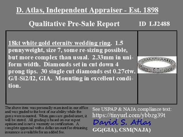 .27ctw Single Cut Diamond Slim Eternity Band