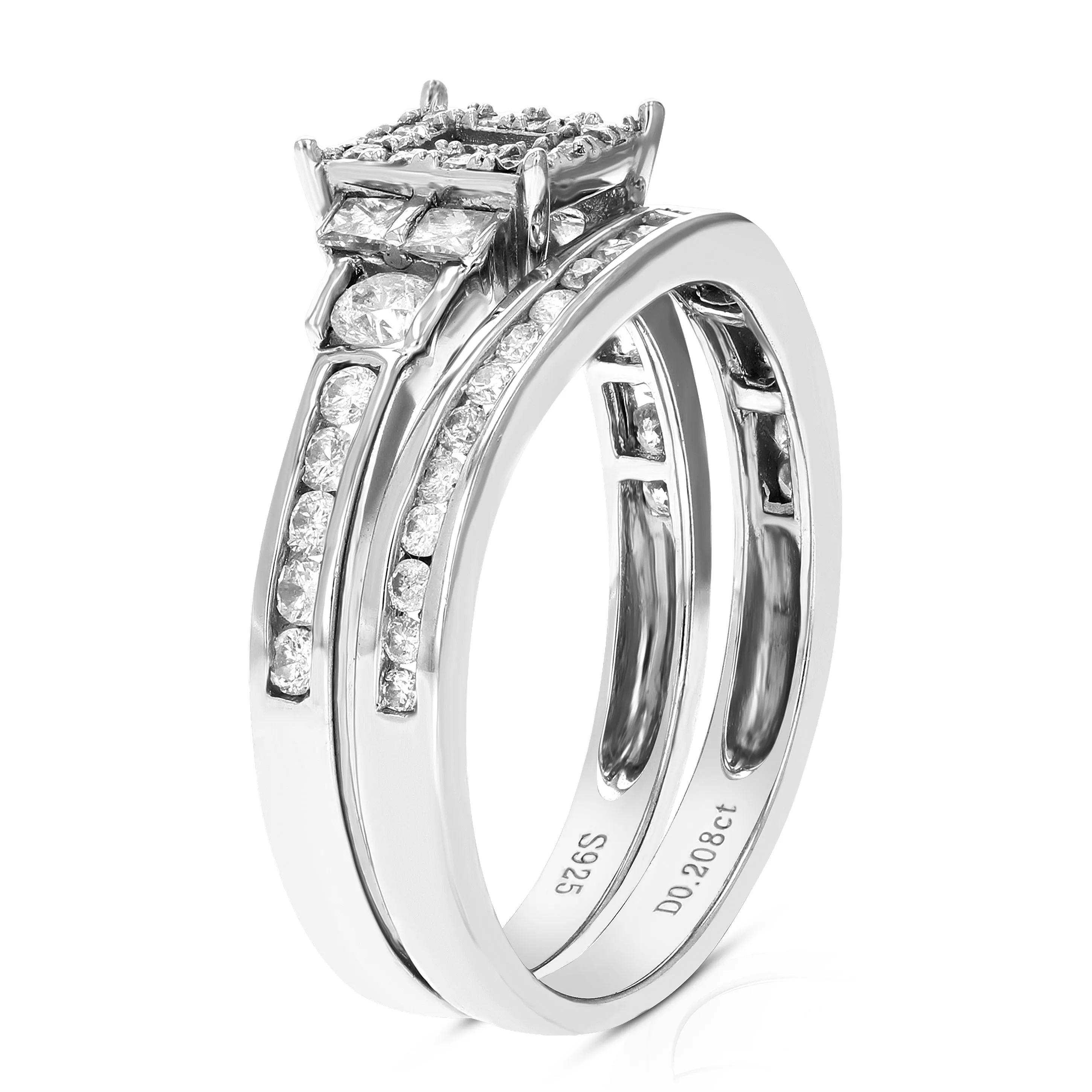 3/4 cttw Diamond Wedding Semi Mount Ring Set in Silver