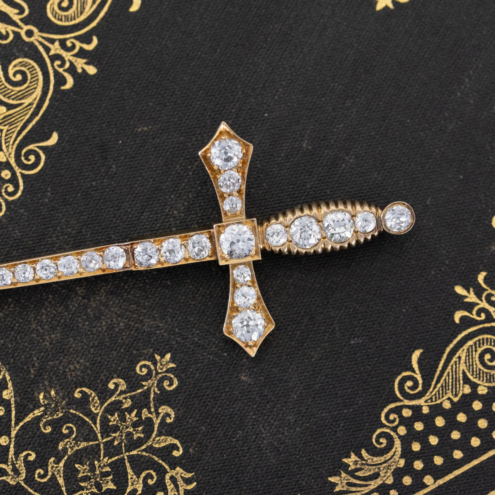 3.44ctw Antique Diamond Sword Pin/Brooch