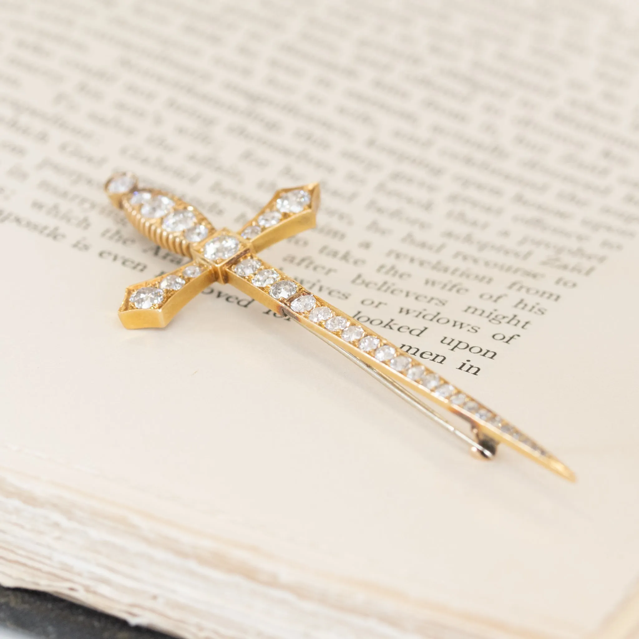 3.44ctw Antique Diamond Sword Pin/Brooch
