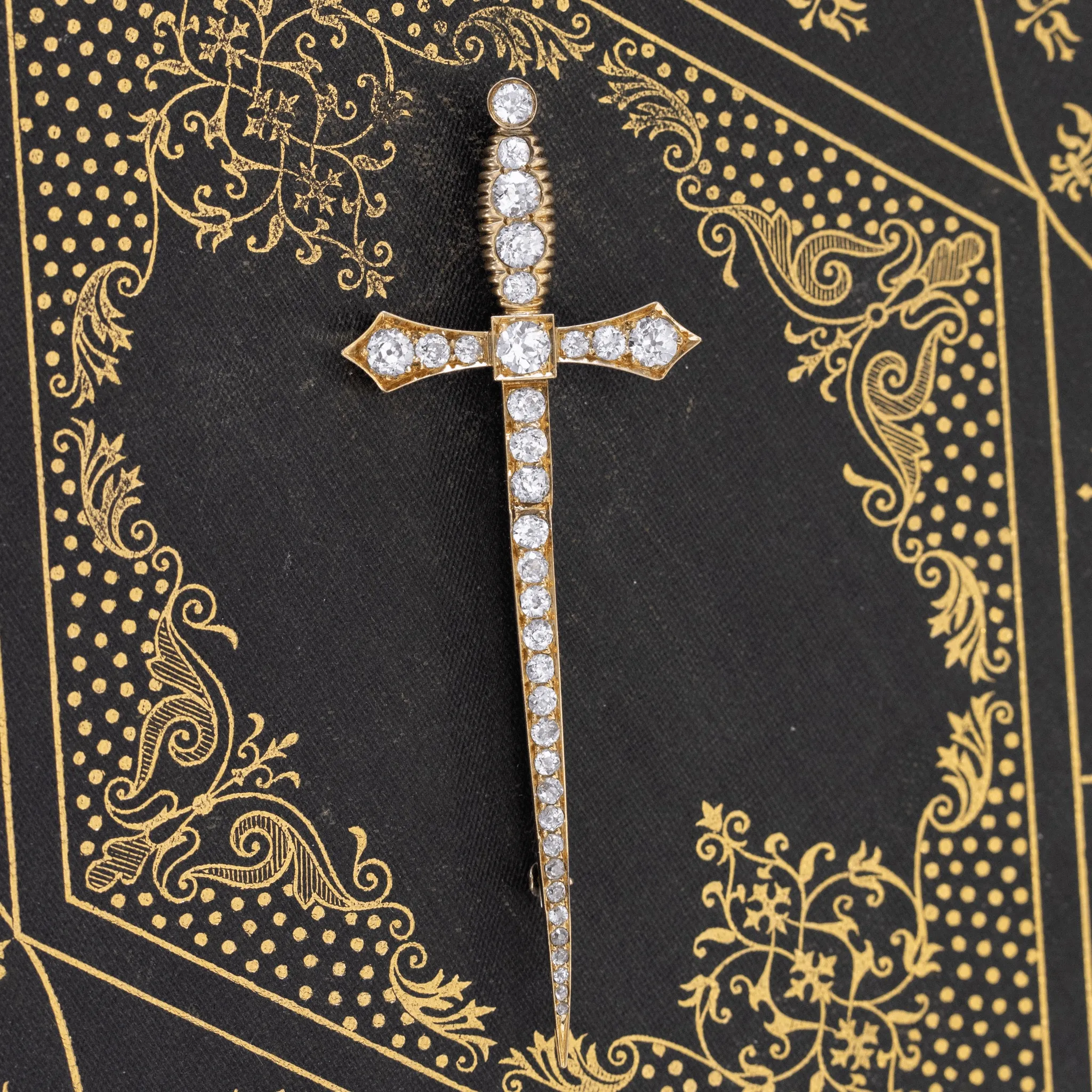 3.44ctw Antique Diamond Sword Pin/Brooch