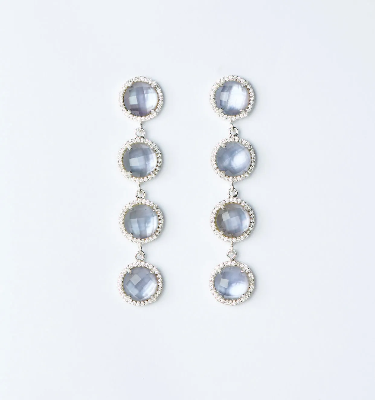 4-Stone Drop Earrings - watercolors - lavender smoke