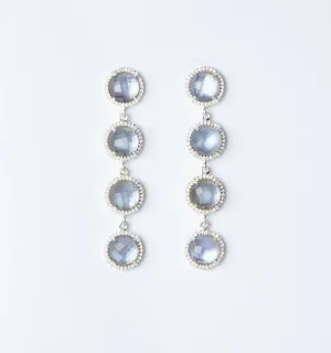 4-Stone Drop Earrings - watercolors - lavender smoke