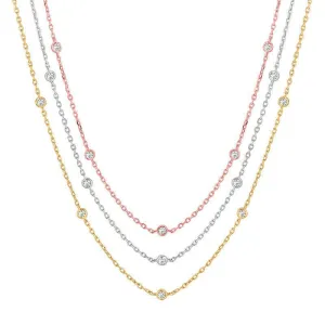 4.50 CT Diamond by the Yard 3 Strand Diamond Necklace - Rose, White & Yellow Gold