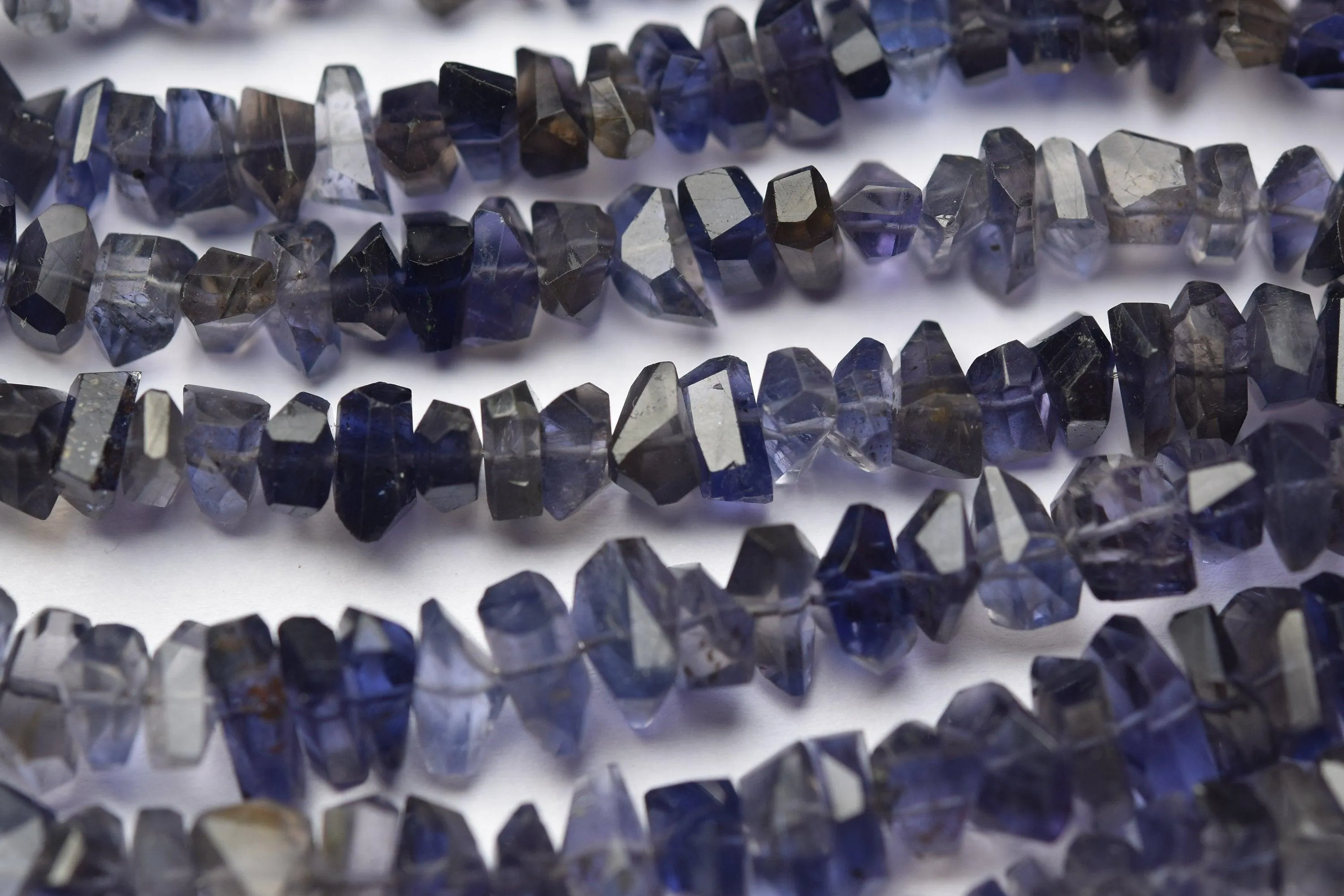 8 Inch Strand 7-8mm, Faceted Fancy Nuggets Shape Natural Water Iolite