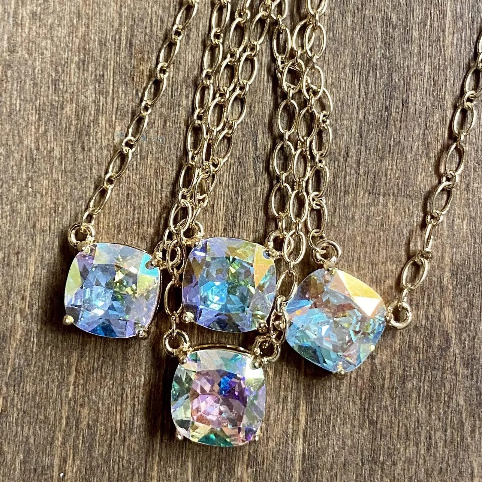 806 Gold Necklace with Iridescent stone