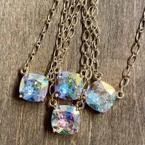 806 Gold Necklace with Iridescent stone