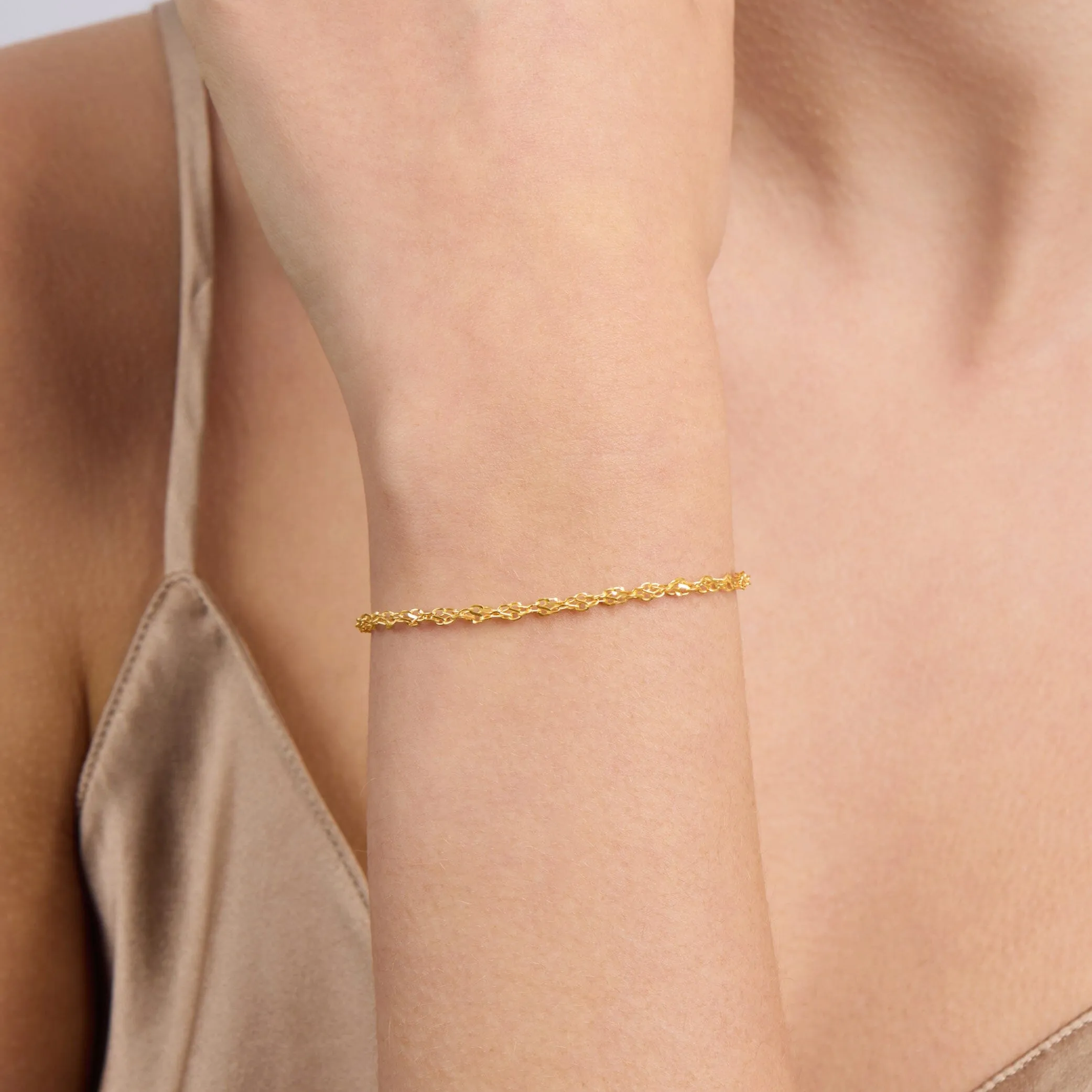 9ct Yellow Gold Fancy Singapore Bracelet 19cm