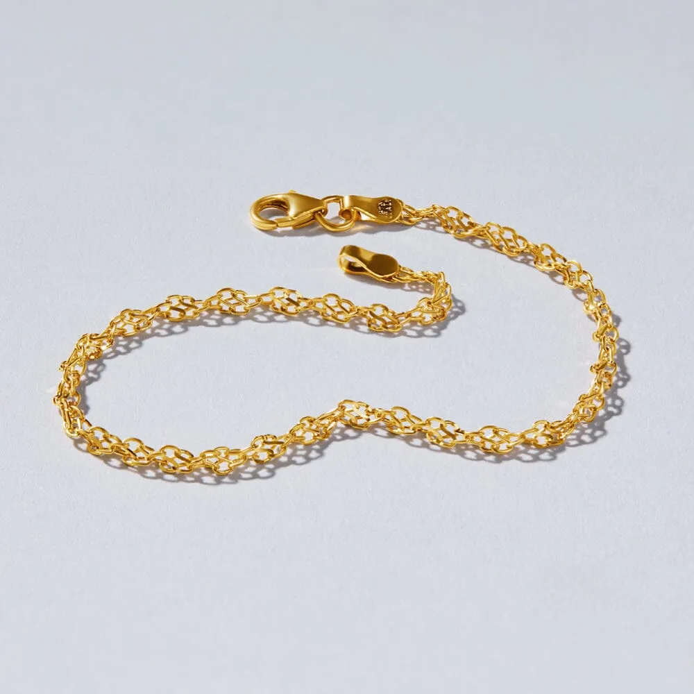 9ct Yellow Gold Fancy Singapore Bracelet 19cm