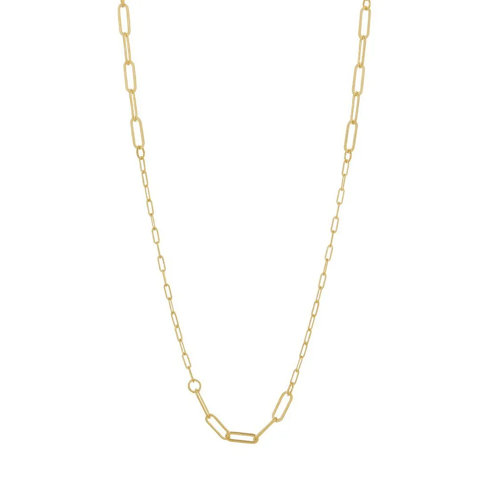 9ct Yellow Gold Silver Infused Fancy Oval Necklace