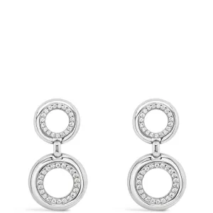 Absolute Silver Double Circle Drop Earrings