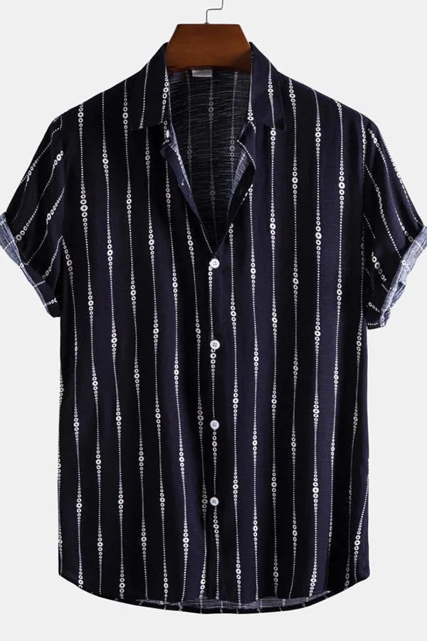 Abstract Stripes Lapel Shirts