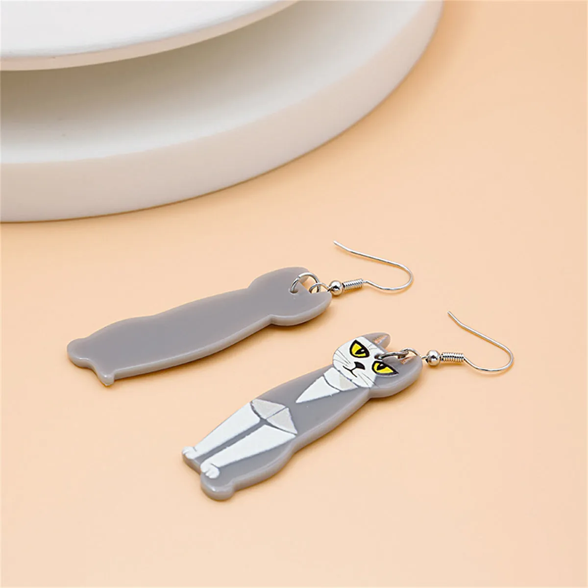 Acrylic & Silver-Plated Cat Drop Earrings
