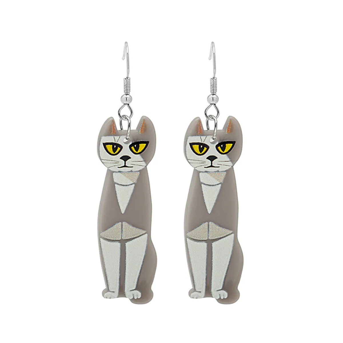 Acrylic & Silver-Plated Cat Drop Earrings