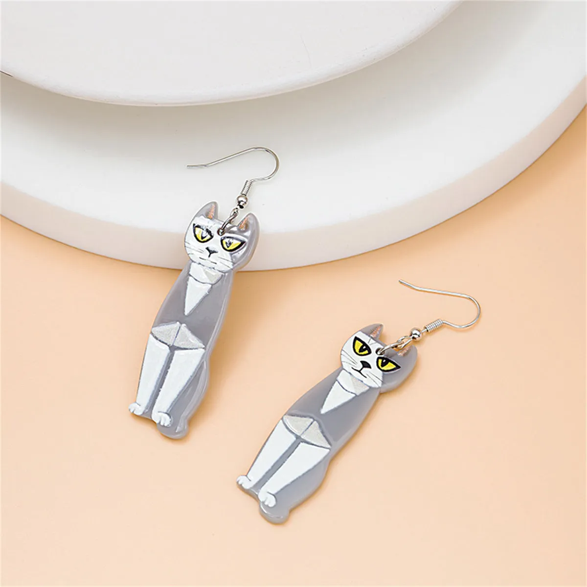 Acrylic & Silver-Plated Cat Drop Earrings