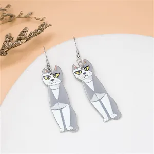 Acrylic & Silver-Plated Cat Drop Earrings