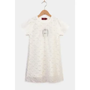 Aigner Kids Girl's White Chiffon Polka Dot Dress