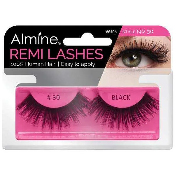 Almine Eyelashes (Style No.30) Black 100% Remi Human Hair