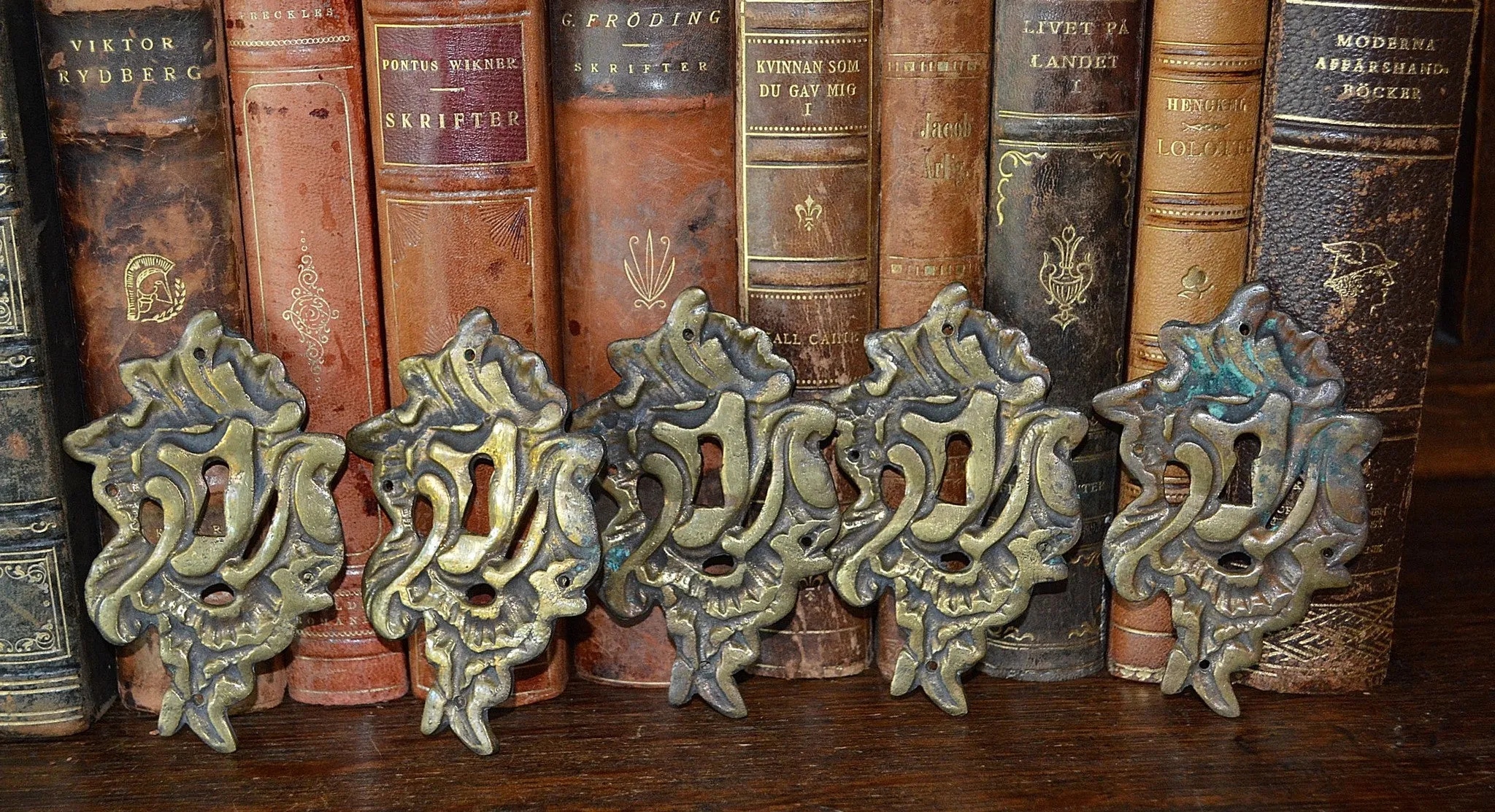Antique French Brass Keyhole Escutcheon Furniture Hardware 5 Available