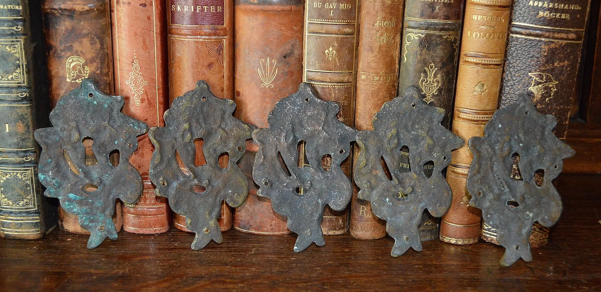 Antique French Brass Keyhole Escutcheon Furniture Hardware 5 Available