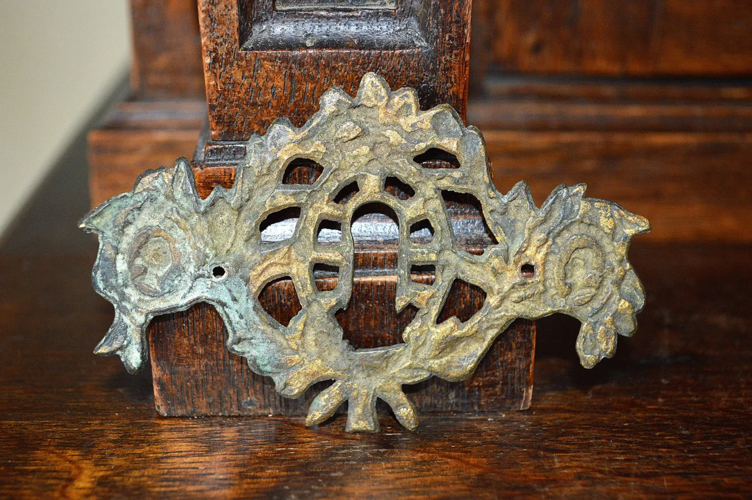 Antique French Empire Escutcheon Bronze Figural Medallions Keyhole Hardware