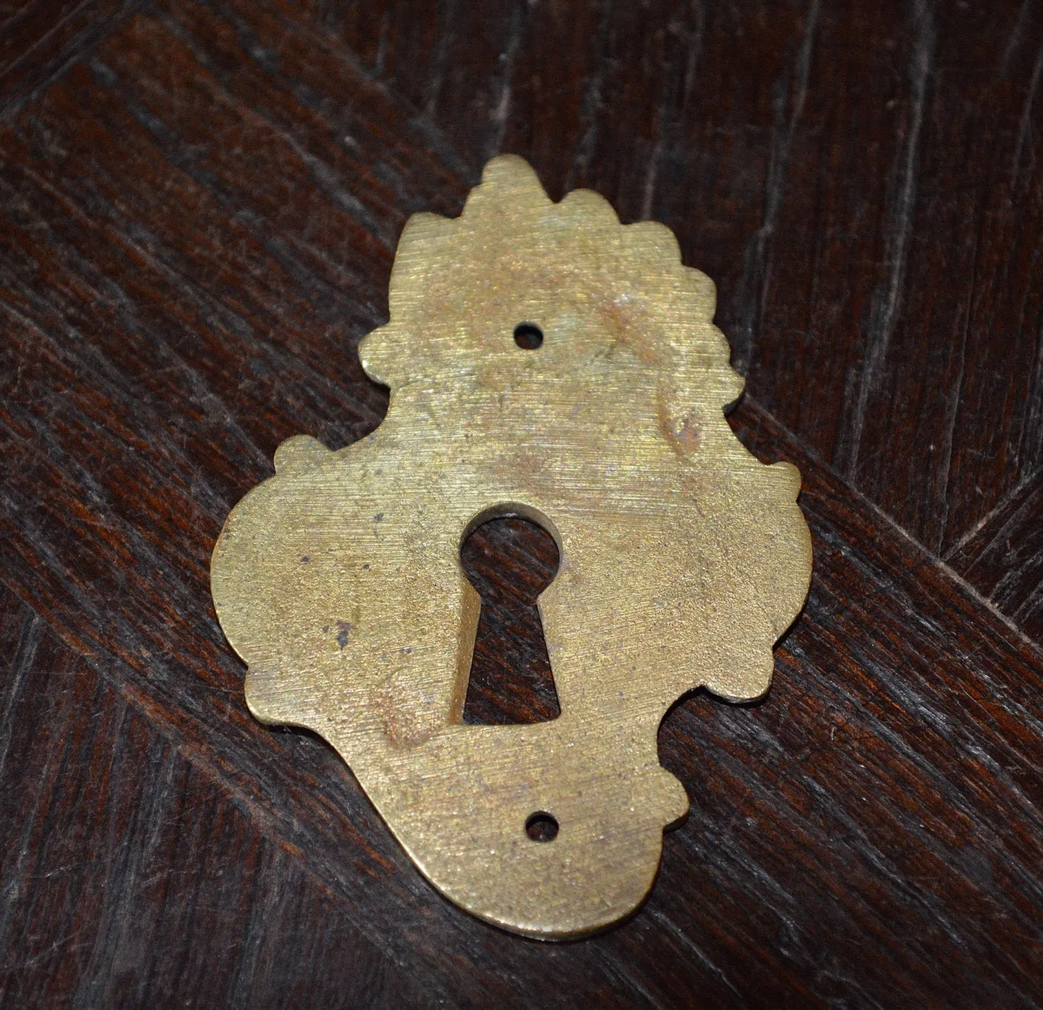 Antique French Escutcheon Gilt Bronze Sunburst Keyhole Hardware