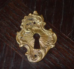 Antique French Escutcheon Gilt Bronze Sunburst Keyhole Hardware