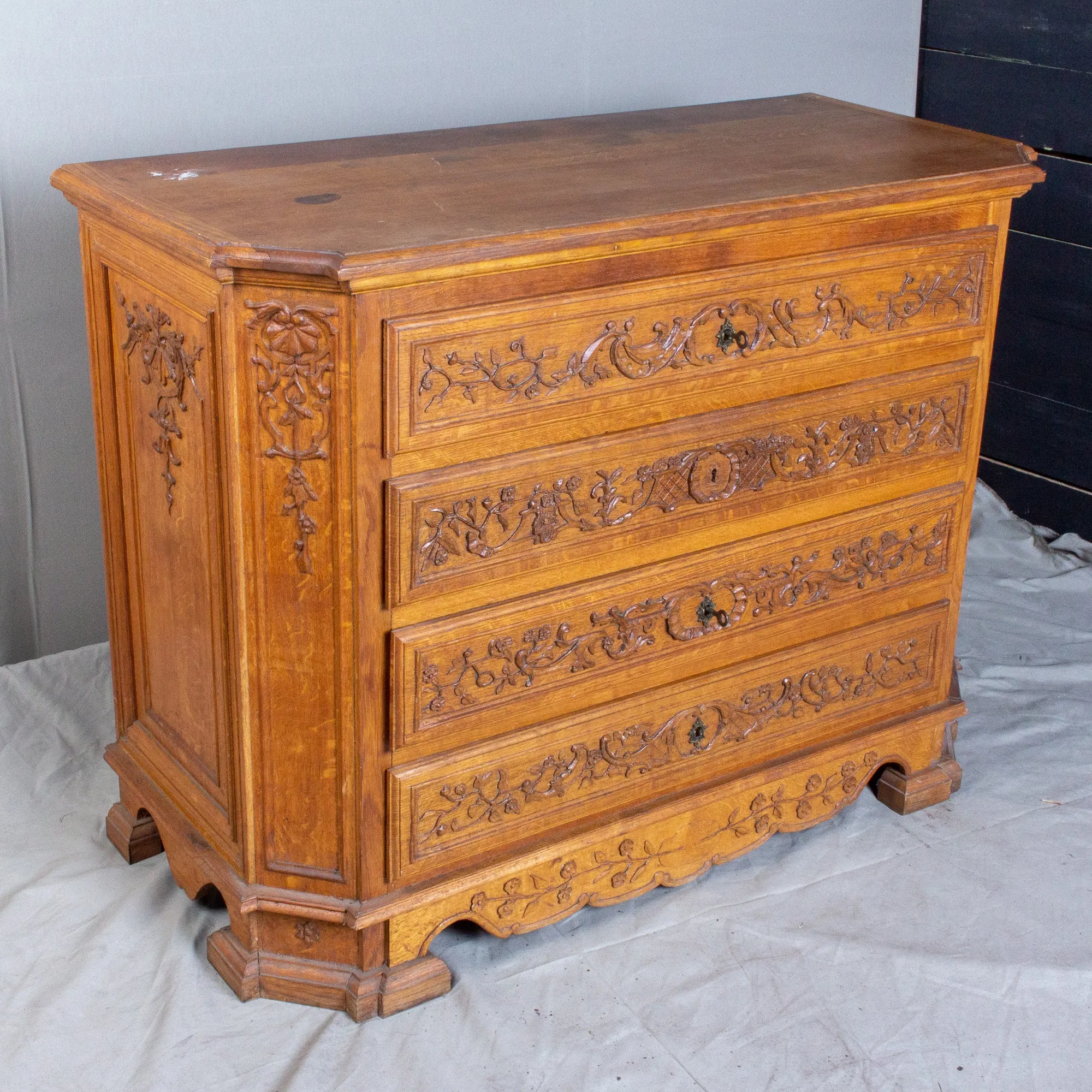 Antique French Ornate Four-Drawer Commode with Key-Pulls