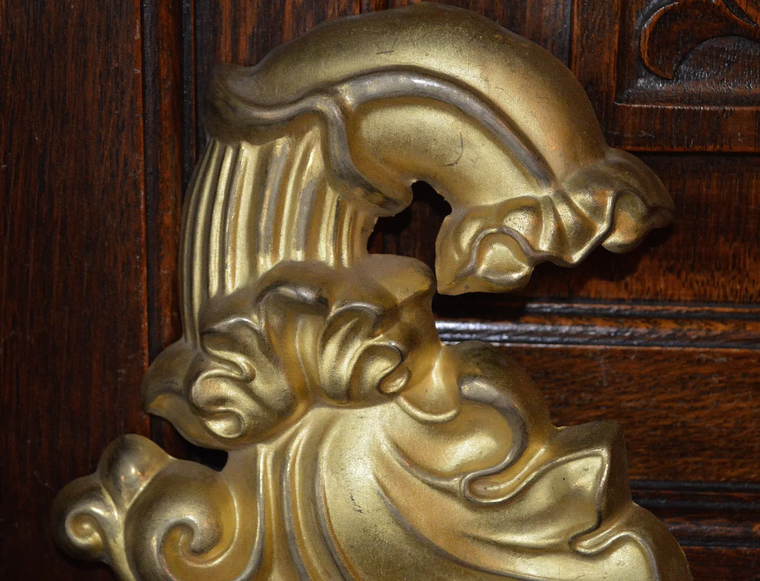 Antique French Picture Hook Cover Hardware Acanthus