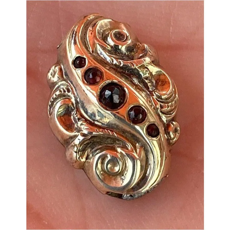 Antique Gold & Ruby Watch Chain Slide Victorian