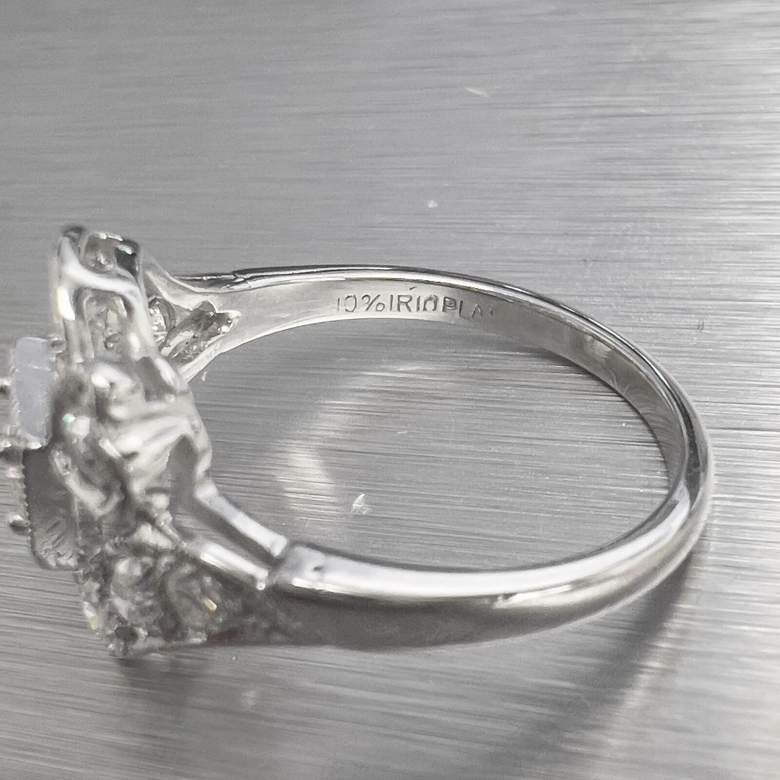 Antique Platinum 900 Diamond Ornate Swirl Heart Milgrain Ring 0.75ctw G VS2 sz 7