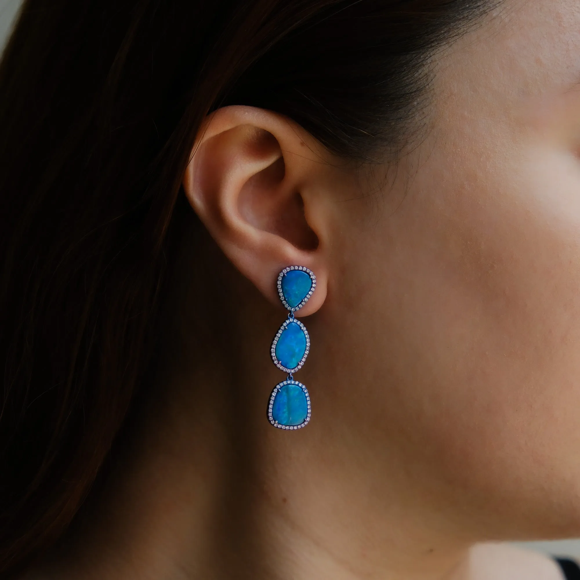 Aurora Nights Cassiopeia Opal 3-Drop Earrings