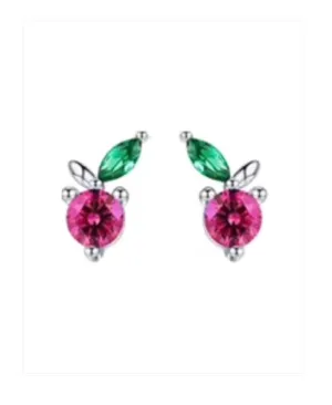 Baby and Children's Earrings:   Sterling Silver CZ Apple Earrings