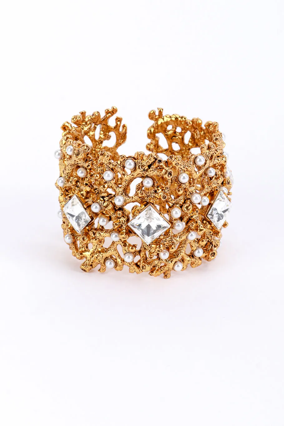 Bejeweled Coral Branch Bangle Cuff