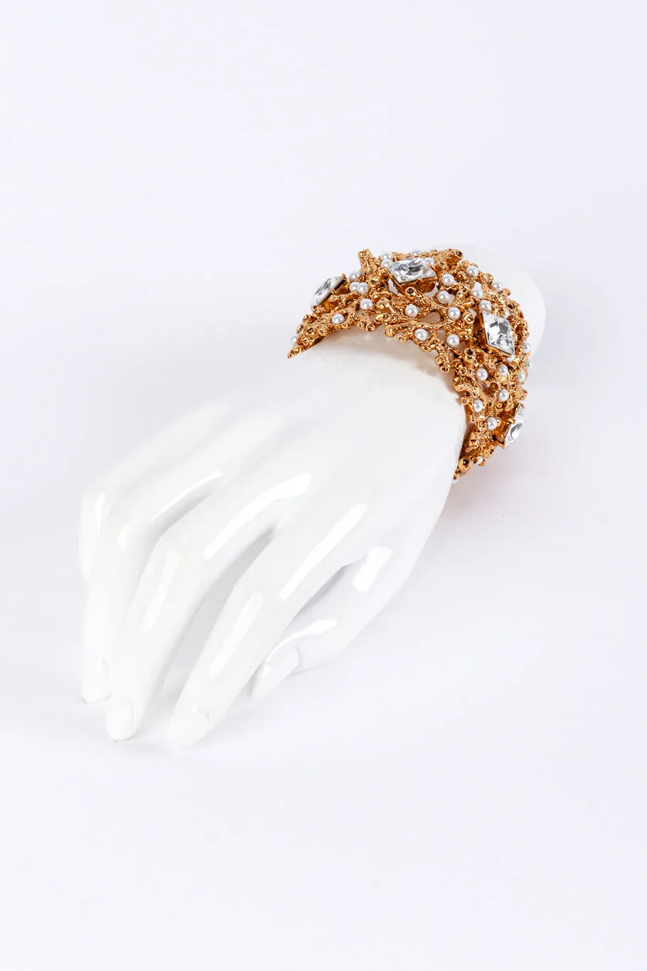 Bejeweled Coral Branch Bangle Cuff