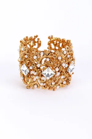 Bejeweled Coral Branch Bangle Cuff