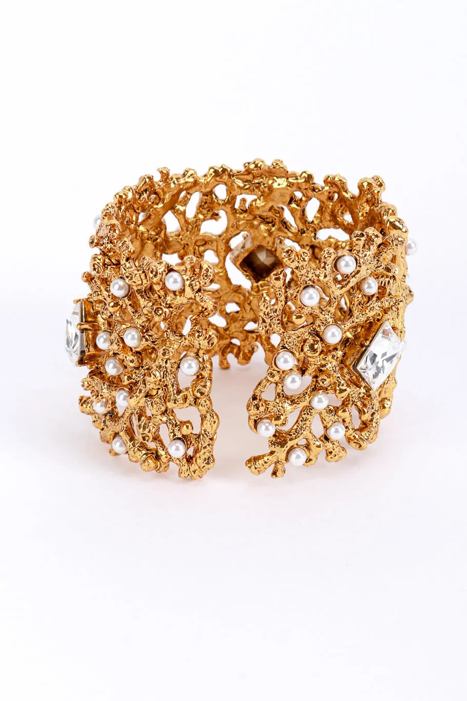 Bejeweled Coral Branch Bangle Cuff