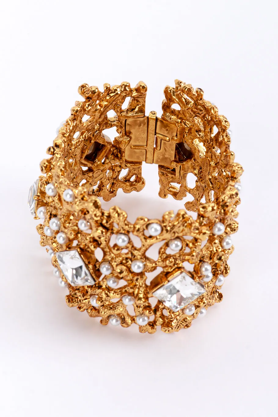 Bejeweled Coral Branch Bangle Cuff