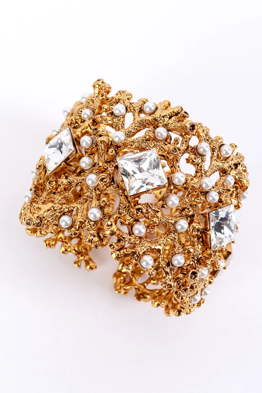 Bejeweled Coral Branch Bangle Cuff