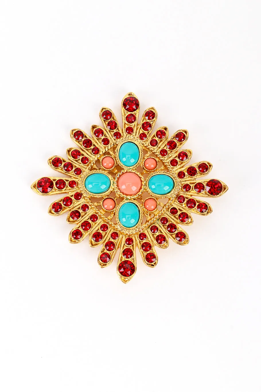 Bejeweled Cross Sunburst Brooch