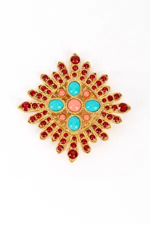 Bejeweled Cross Sunburst Brooch