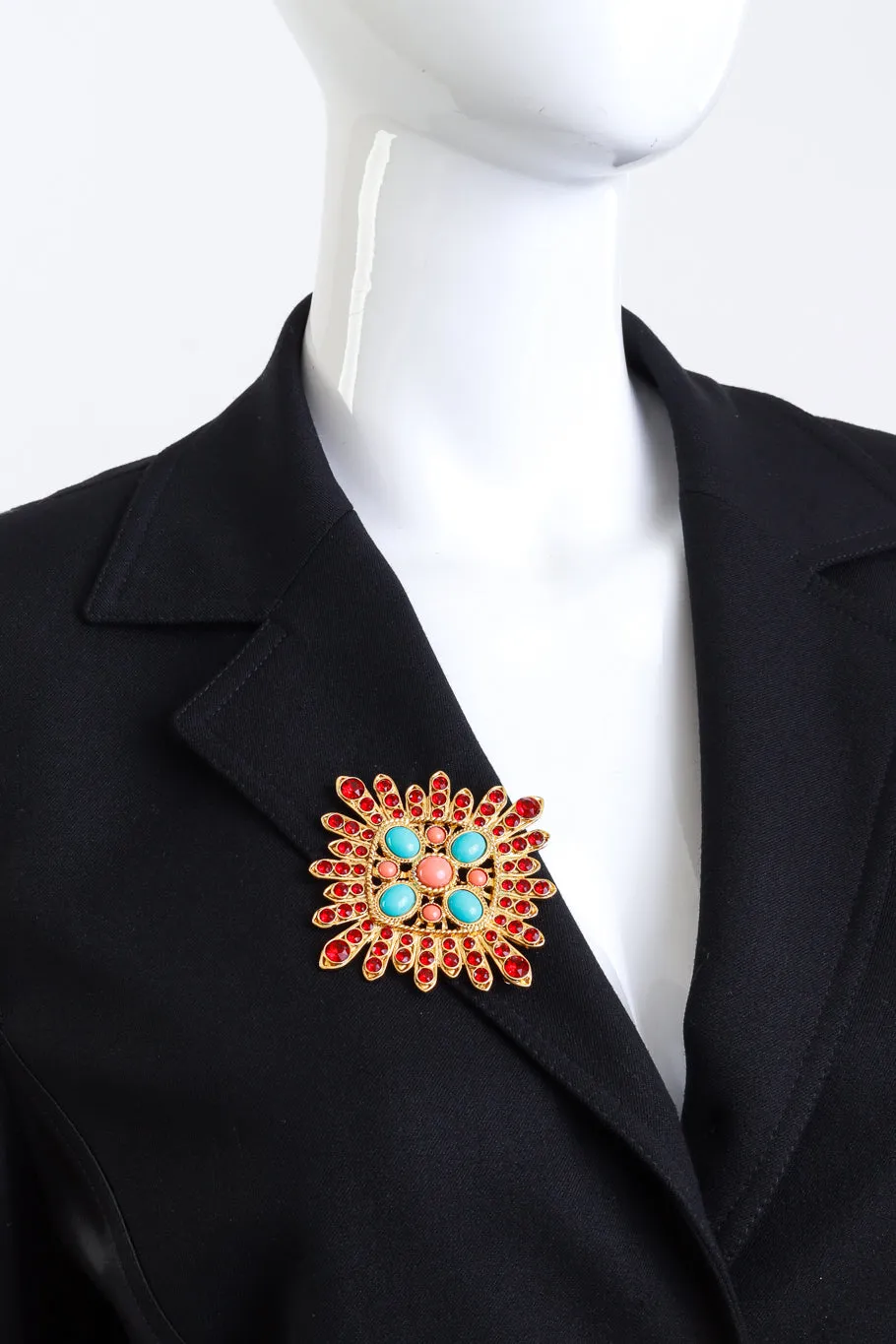 Bejeweled Cross Sunburst Brooch