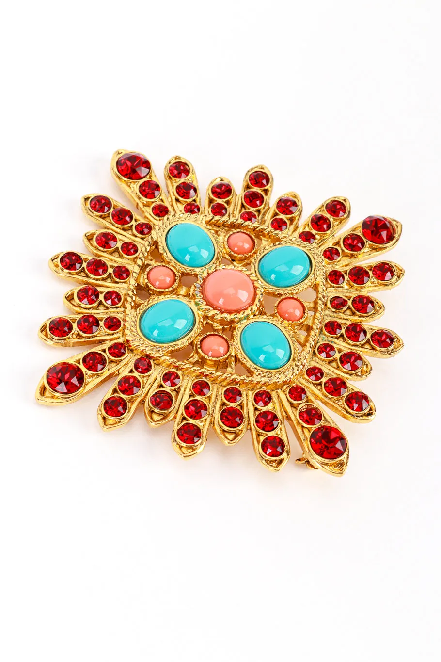 Bejeweled Cross Sunburst Brooch