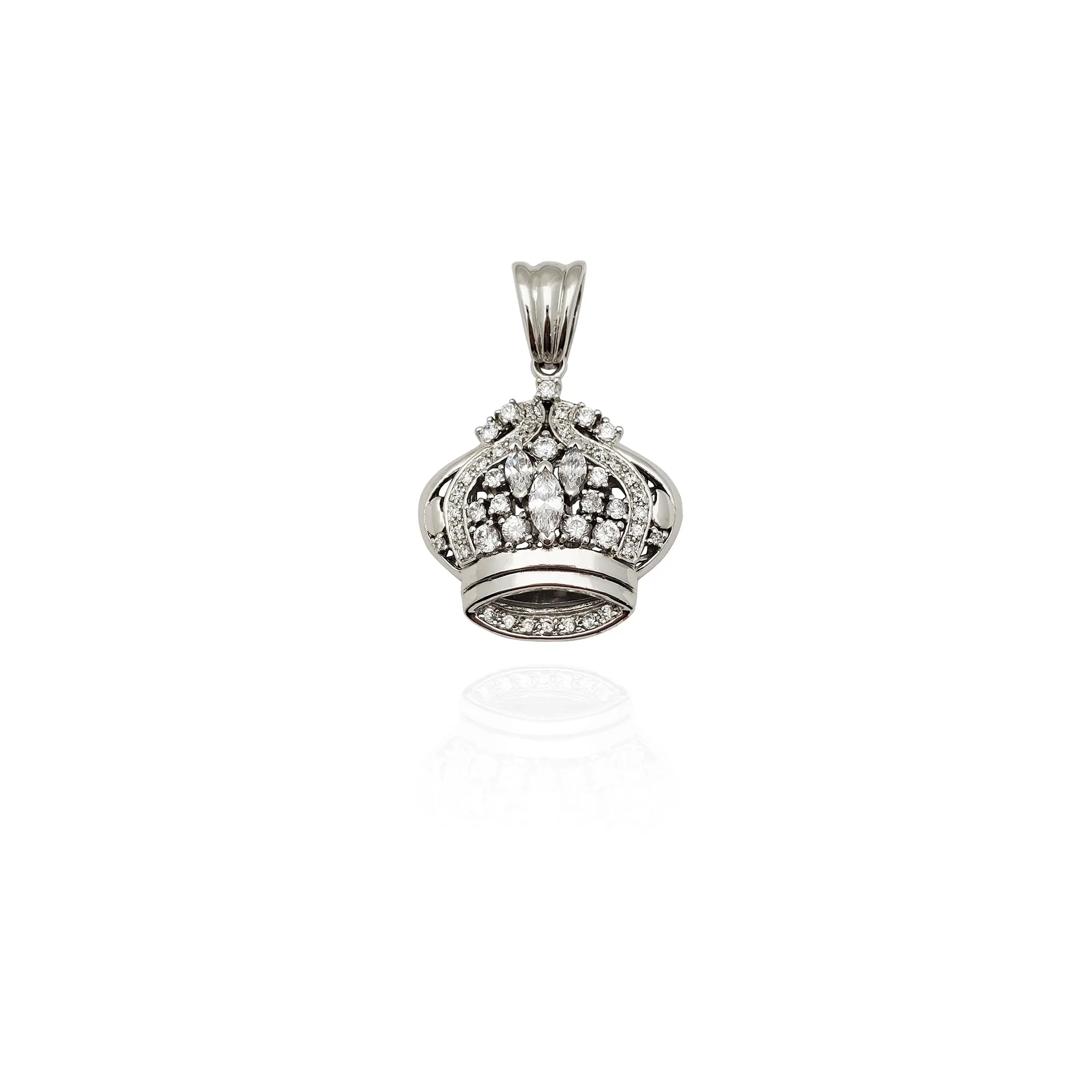 Bejeweled Crown CZ Pendant (Silver)