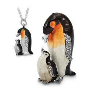 Bejeweled Emperor Penguin And Baby Trinket Box