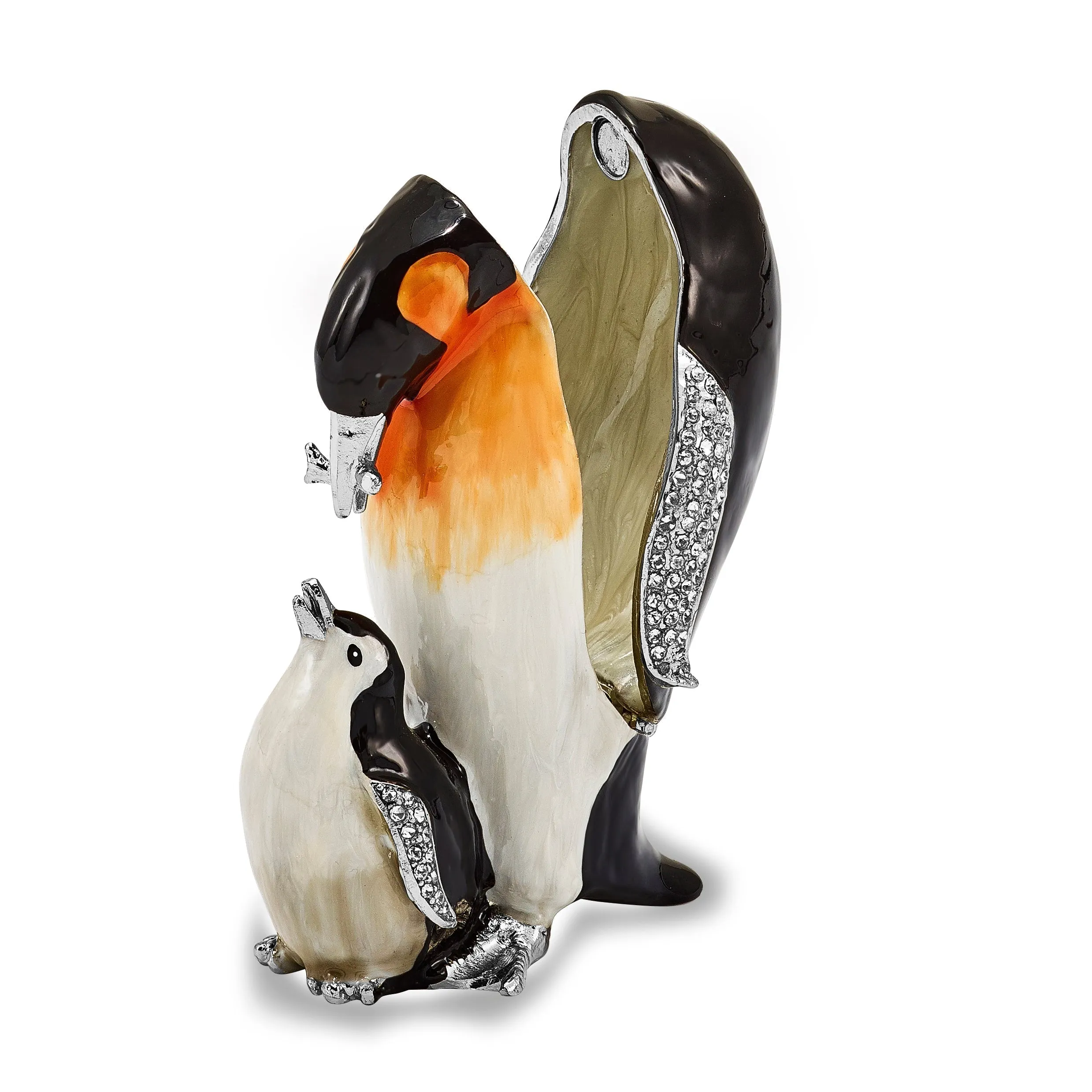 Bejeweled Emperor Penguin And Baby Trinket Box