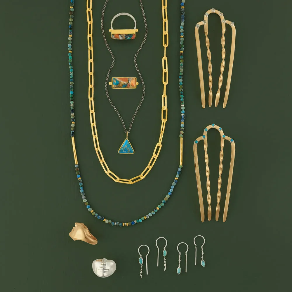 Bejeweled Hair Fork in Turquoise - 3 3/4" L