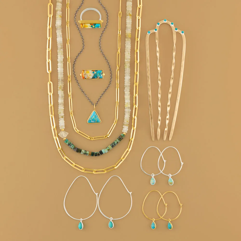 Bejeweled Hair Fork in Turquoise - 5" L